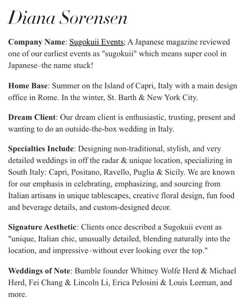 Top Wedding Planners in the World — Harper’s Bazaar, Sugokuii Events